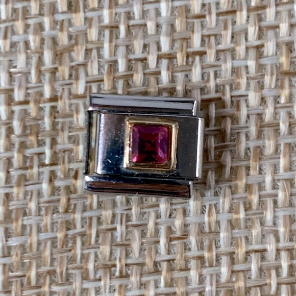 Personal Links Italy Stainleless Steel Pink Birthstone Italian Link Charm - Picture 1 of 2